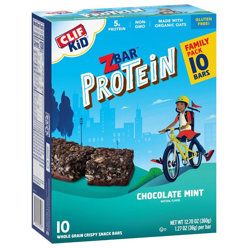 slide 2 of 8, CLIF Kid ZBAR Protein Chocolate Mint Snack Bars - 10ct, 10 ct