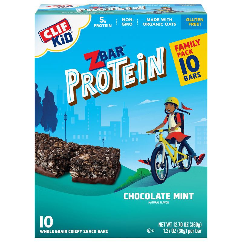 slide 2 of 4, CLIF ZBAR CLIF Kid ZBAR Protein Chocolate Mint Snack Bars - 10ct, 12.7 oz