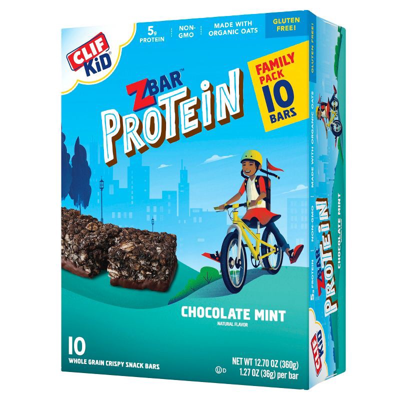 slide 1 of 8, CLIF Kid ZBAR Protein Chocolate Mint Snack Bars - 10ct, 10 ct