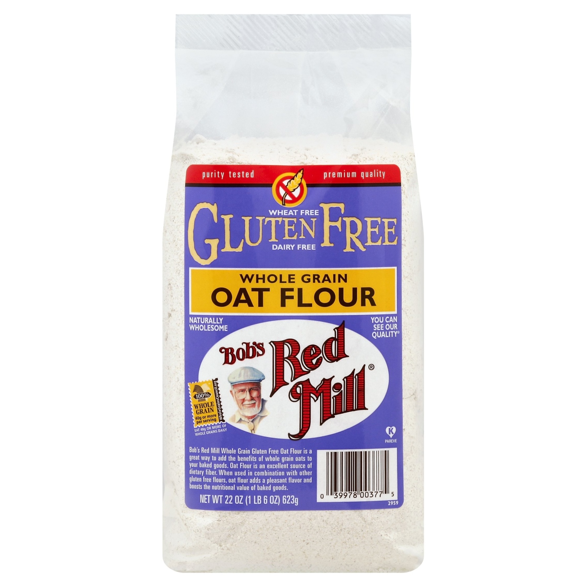 slide 1 of 9, Bob's Red Mill Gluten Free Whole Grain Oat Flour, 22 oz
