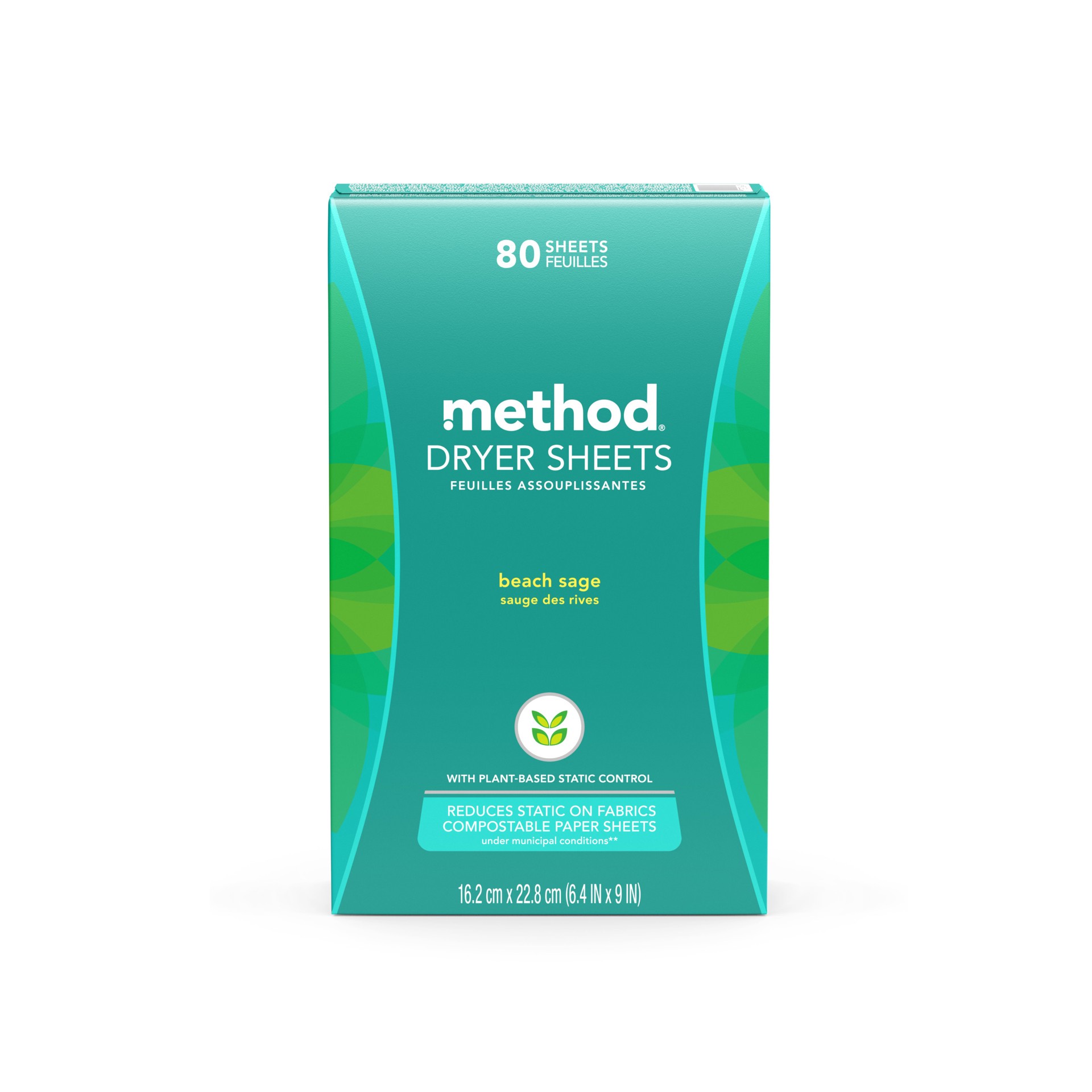 slide 1 of 9, method Dryer Sheets, Beach Sage, 80 Sheets, 80 ct