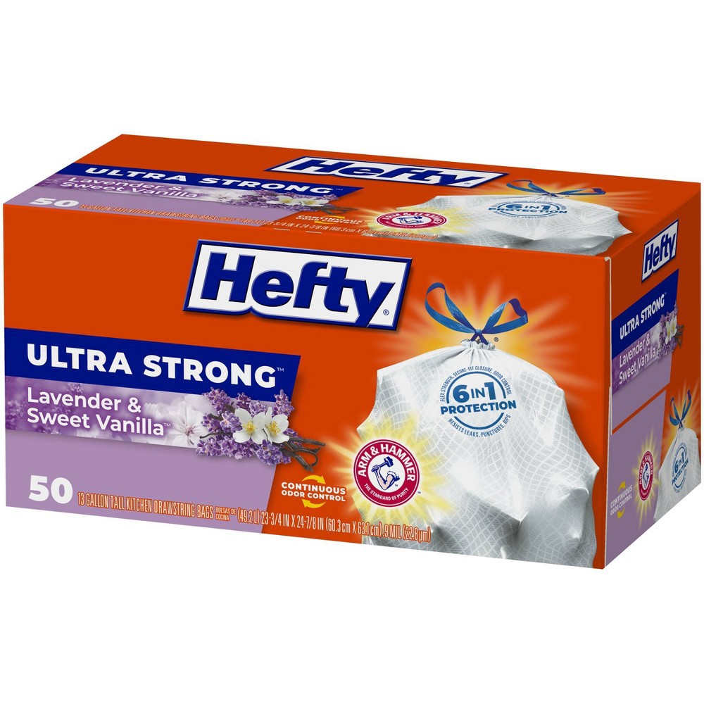 Hefty Ultra Strong 13 gal Lavender/Vanilla Scent Kitchen Trash