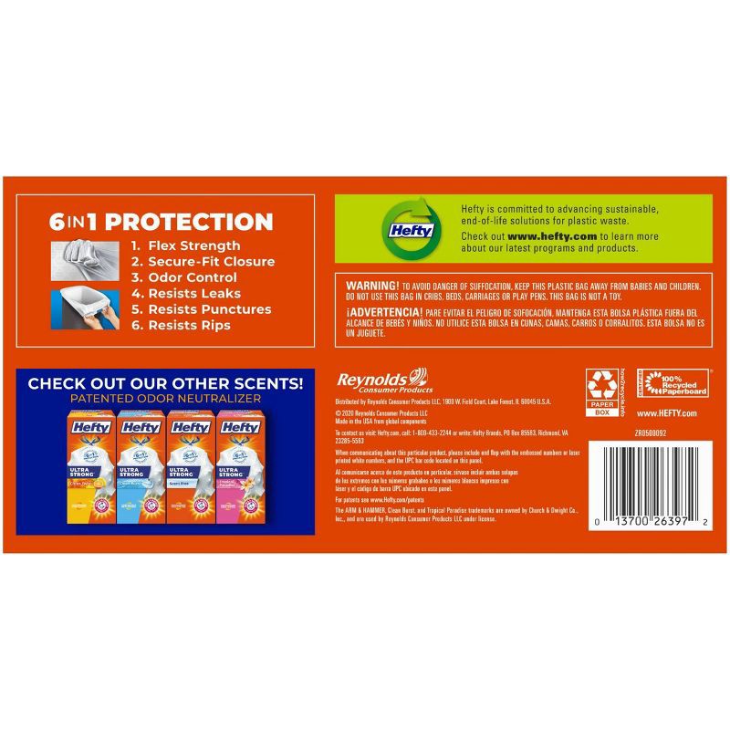 slide 4 of 7, Hefty Ultra Strong Lavender & Sweet Vanilla Tall Kitchen Drawstring Trash Bags - 13gal/50ct, 13 gal, 50 ct