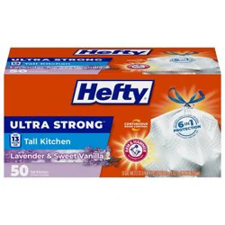 Hefty Ultra Strong Lavender & Sweet Vanilla Tall Kitchen Drawstring Trash Bags - 13gal/50ct