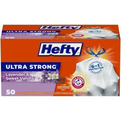 Hefty Ultra Strong Lavender & Sweet Vanilla Tall Kitchen Drawstring Trash Bags - 13gal/50ct