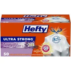 Hefty Ultra Strong Lavender & Sweet Vanilla Tall Kitchen Drawstring Trash Bags - 13gal/50ct