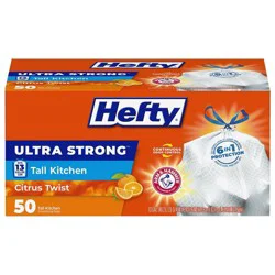 Hefty Ultra Strong Tall Kitchen Drawstring Trash Bags - Citrus Twist Scent - 13gal - 50ct