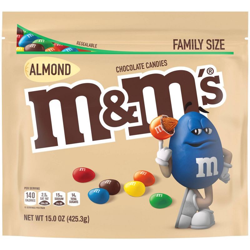 slide 2 of 9, M&M's Almond Family Size Chocolate Candy - 15oz, 15 oz