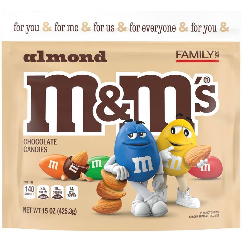 slide 2 of 9, M&M's Almond Family Size Chocolate Candy - 15oz, 15 oz