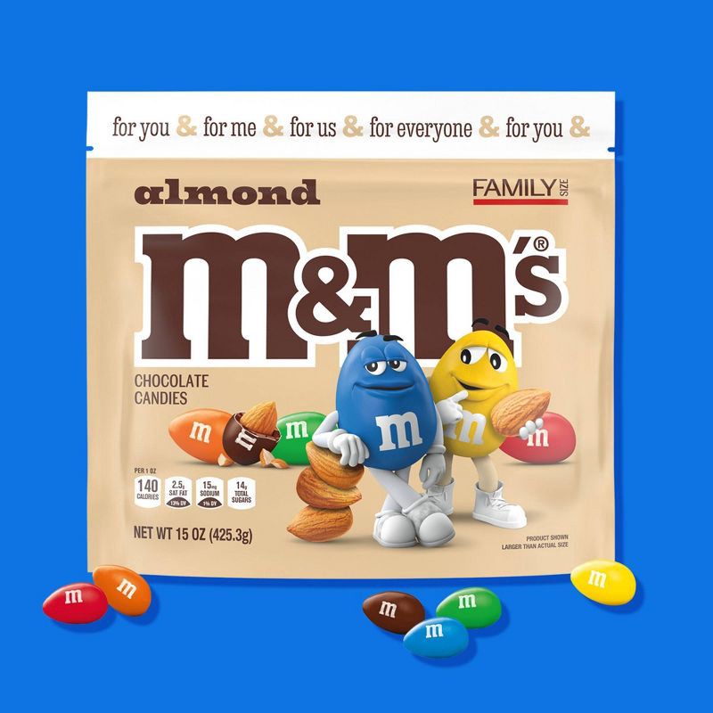 slide 4 of 9, M&M's Almond Family Size Chocolate Candy - 15oz, 15 oz