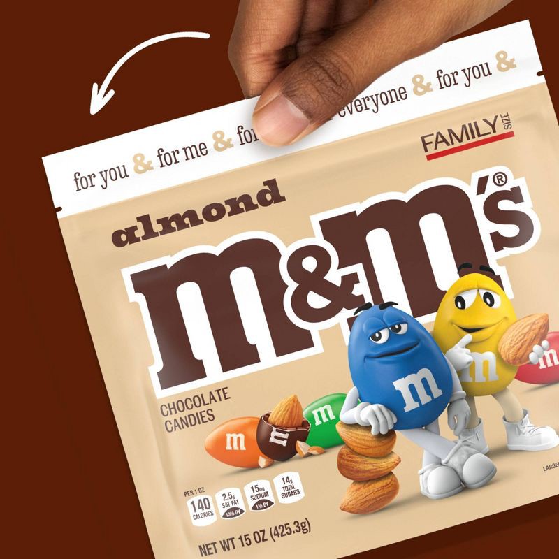 slide 5 of 9, M&M's Almond Family Size Chocolate Candy - 15oz, 15 oz