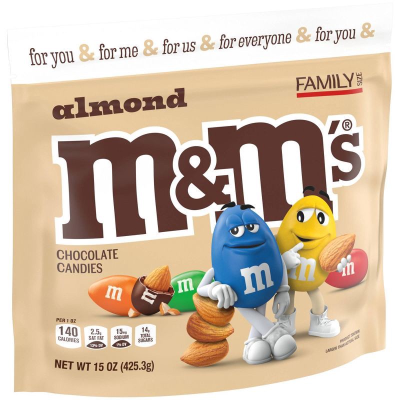 slide 8 of 9, M&M's Almond Family Size Chocolate Candy - 15oz, 15 oz