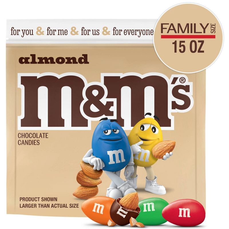 slide 1 of 9, M&M's Almond Family Size Chocolate Candy - 15oz, 15 oz