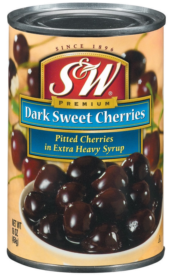 slide 1 of 1, S & W Premium Cherries Dark Sweet Pitted, 16 oz
