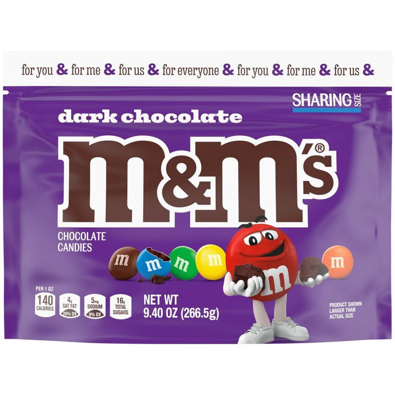 slide 2 of 12, M&M's Dark Chocolate Sharing Size Chocolate Candies Pouch - 9.4oz, 9.4 oz