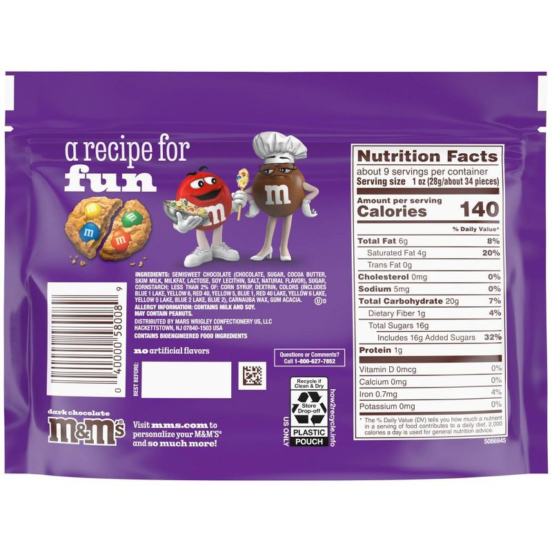 slide 12 of 12, M&M's Dark Chocolate Sharing Size Chocolate Candies Pouch - 9.4oz, 9.4 oz