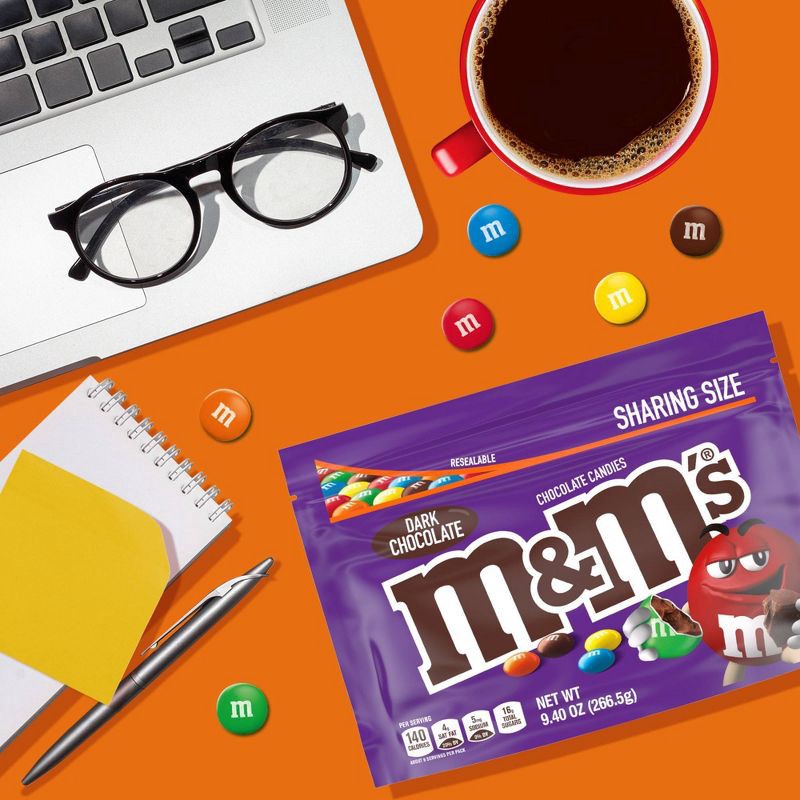 slide 5 of 13, M&M's Dark Chocolate Sharing Size Chocolate Candies Pouch - 9.4oz, 9.4 oz