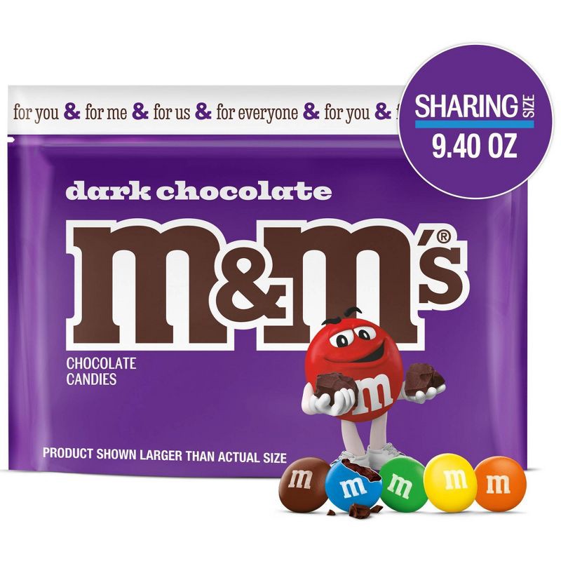 slide 1 of 12, M&M's Dark Chocolate Sharing Size Chocolate Candies Pouch - 9.4oz, 9.4 oz