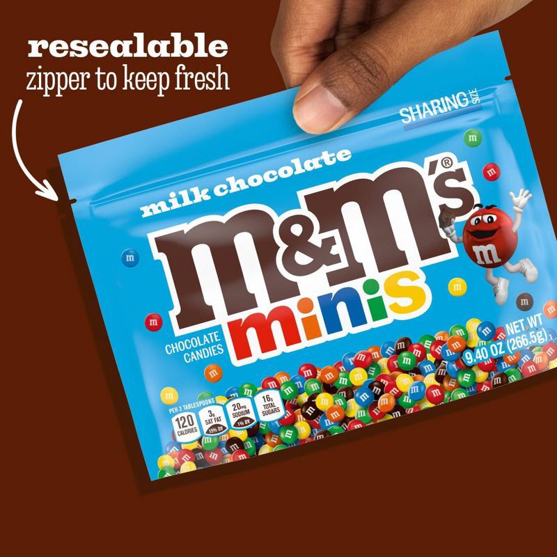 slide 5 of 9, M&M's Milk Chocolate Minis Sharing Size Candy - 9.4oz, 9.4 oz