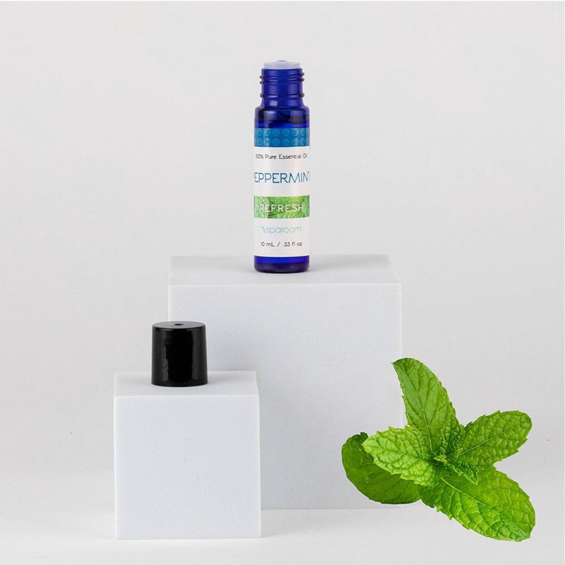 slide 3 of 4, Peppermint Essential Oil 10ml - SpaRoom: Plant-Based, Aluminum-Free, Pure Aromatherapy Oil, 10 ml