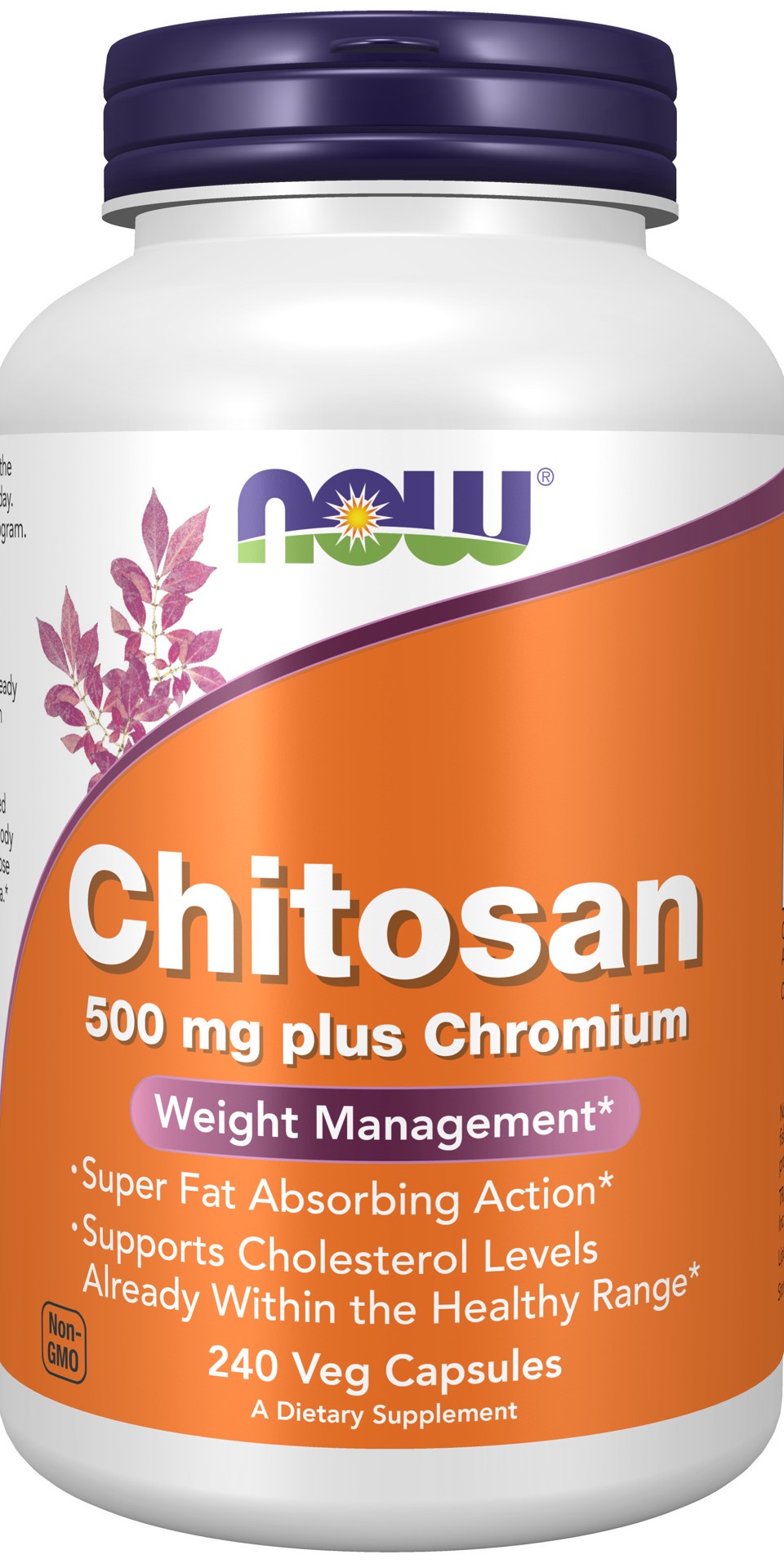 slide 1 of 4, NOW Chitosan 500 mg plus Chromium - 240 Veg Capsules, 240 ct