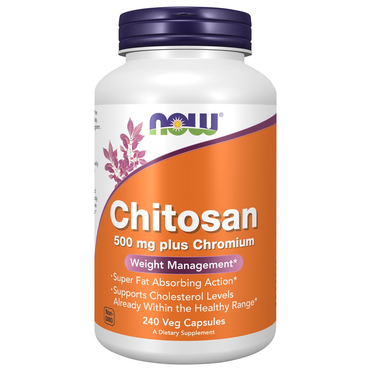 slide 1 of 4, NOW Chitosan 500 mg plus Chromium - 240 Veg Capsules, 240 ct