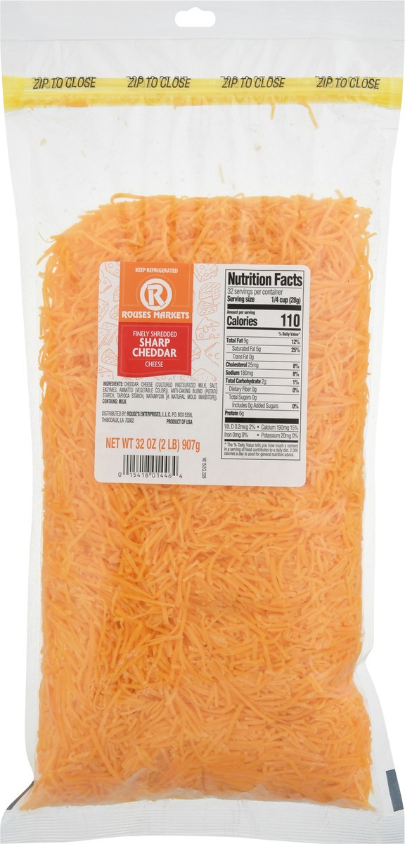 slide 9 of 14, Rouses Markets Sharp Cheddar Finely Shredded Cheese 32 oz, 32 oz