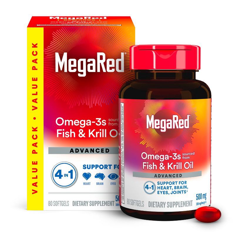 slide 1 of 13, Megared Advanced 4-in-1 Omega 3 Fish Oil 500mg Softgels - 80ct, 80 ct; 500 mg