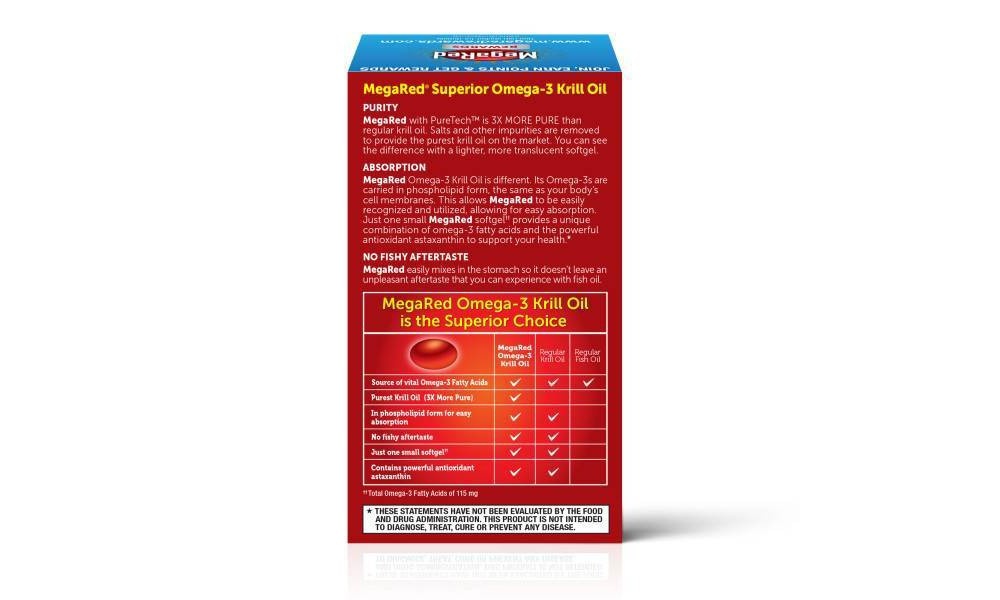 slide 7 of 9, MegaRed Omega-3 Krill Oil Extra Strength Dietary Supplement Softgels, 80 ct