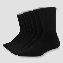 Men's Hanes 8pk Crew Socks with FreshIQ - Black 6-12: Cotton Blend, Moisture Wicking, Reinforced Heel & Toe, Machine Washable