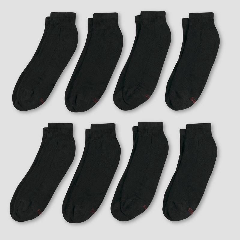 slide 2 of 3, Hanes Men's Ankle Socks with FreshIQ 8pk - Black 6-12: Moisture Wicking, Reinforced Heel & Toe, 8 ct