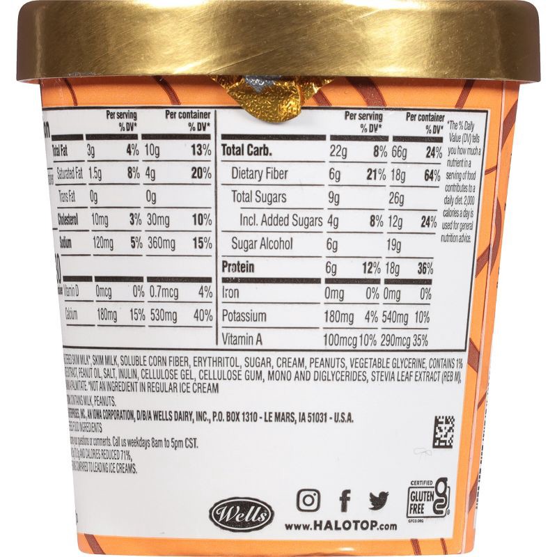 slide 4 of 6, Halo Top Peanut Butter Cup Ice Cream - 16oz, 16 oz