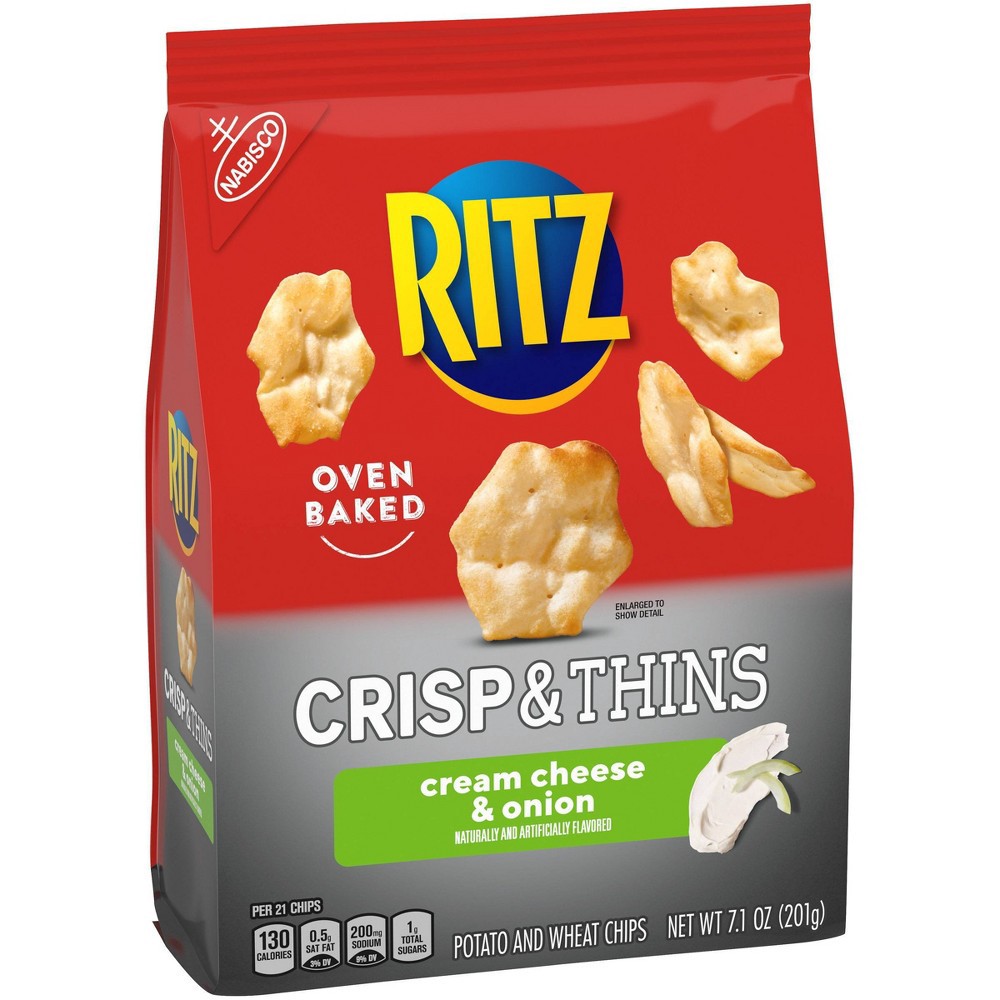 slide 4 of 13, Ritz Crisp & Thins Cream Cheese & Onion Potato And Wheat Chips - 7.1oz, 7.1 oz