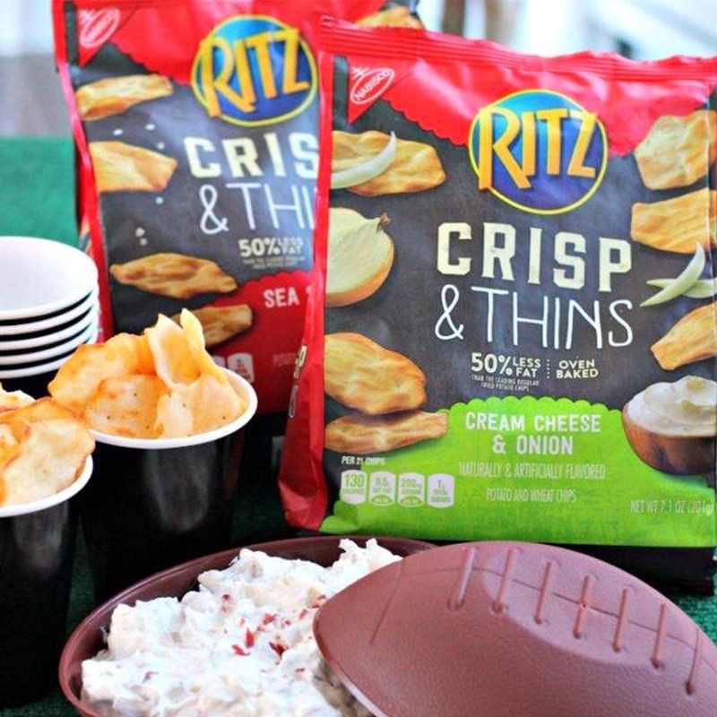 slide 6 of 16, Ritz Crisp & Thins Cream Cheese & Onion Potato And Wheat Chips - 7.1oz, 7.1 oz