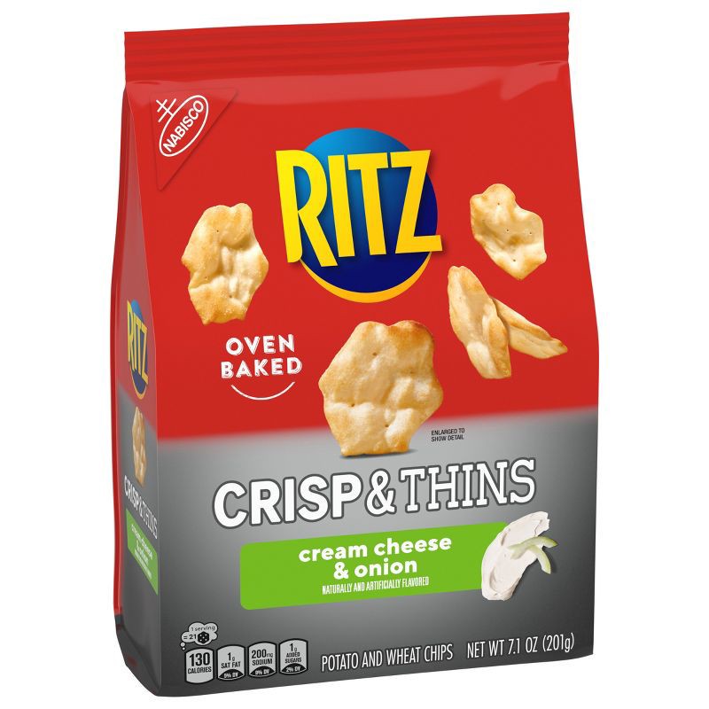 slide 7 of 16, Ritz Crisp & Thins Cream Cheese & Onion Potato And Wheat Chips - 7.1oz, 7.1 oz