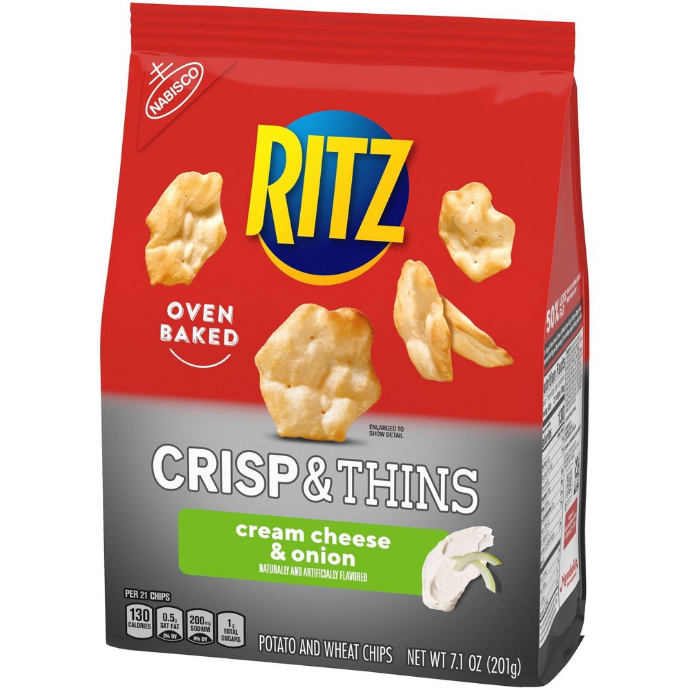 slide 3 of 13, Ritz Crisp & Thins Cream Cheese & Onion Potato And Wheat Chips - 7.1oz, 7.1 oz