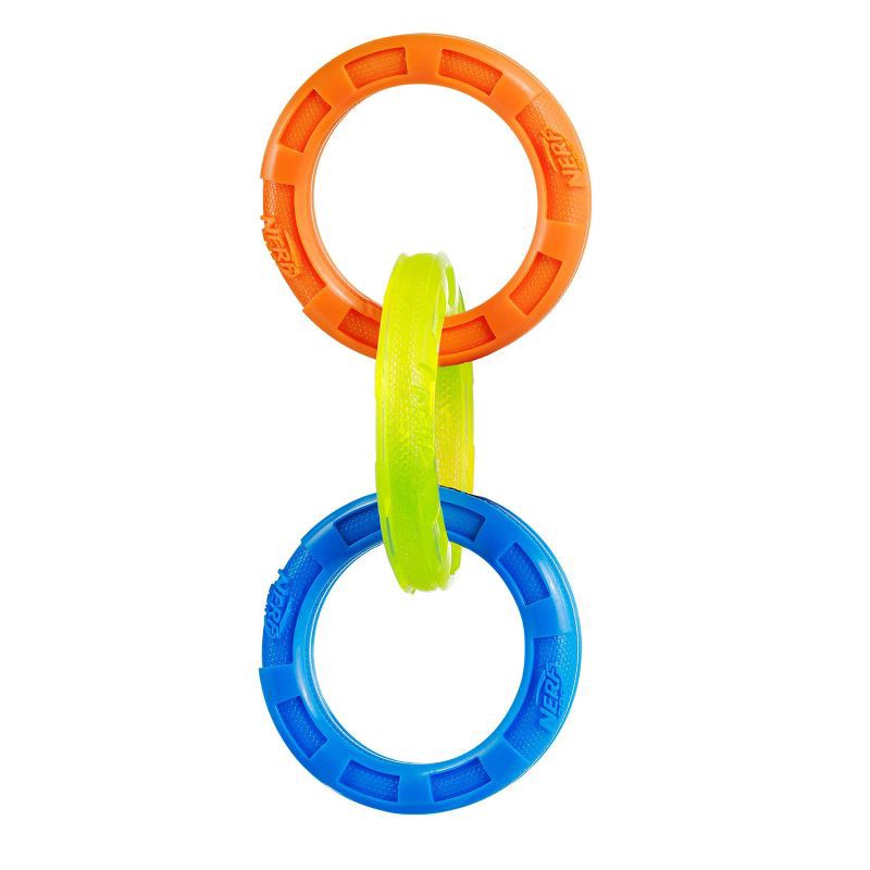 slide 2 of 4, NERF 3-Ring Tug Dog Toy - Blue - L, 1 ct