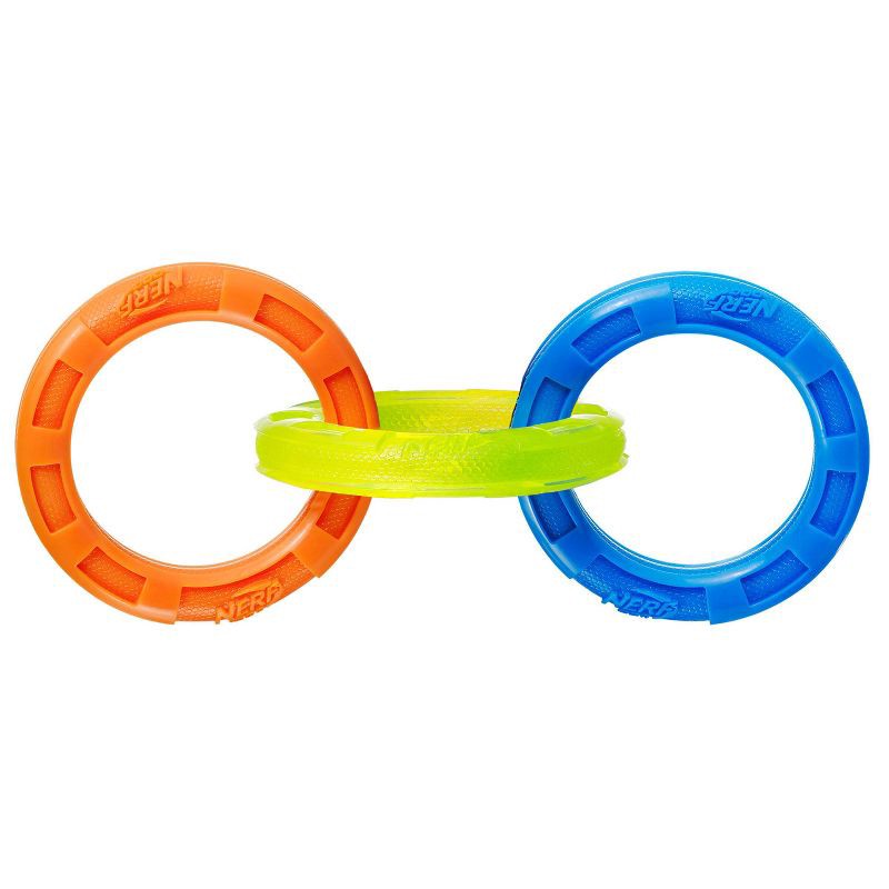 slide 3 of 4, NERF 3-Ring Tug Dog Toy - Blue - L, 1 ct