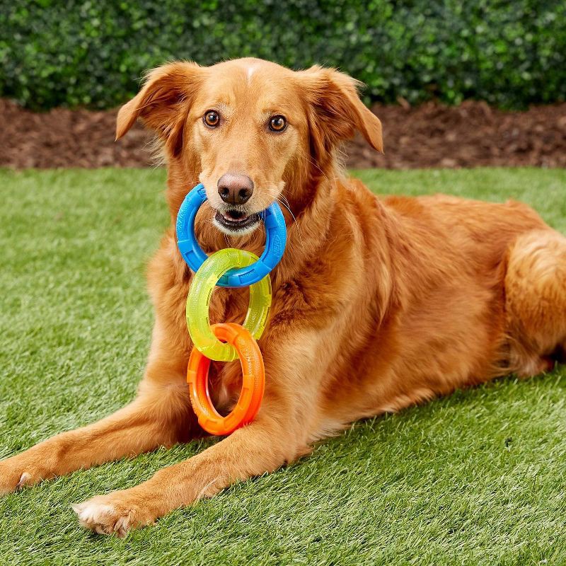 slide 4 of 4, NERF 3-Ring Tug Dog Toy - Blue - L, 1 ct