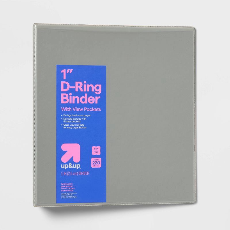 slide 1 of 4, 1" 3 Ring Binder Clear View Gray - up&up™, 1 ct