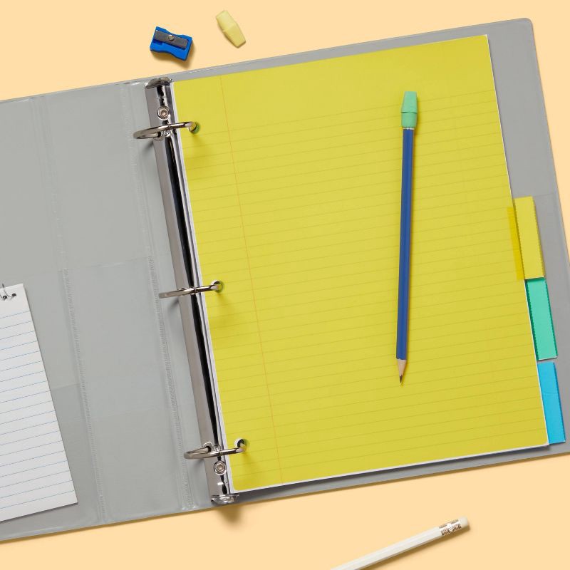 slide 2 of 3, 1.5" 3 Ring Binder Clear View Gray - up&up™: D Rings, 375 Sheet Capacity, 4 Internal Pockets, Polypropylene, 375 sheets