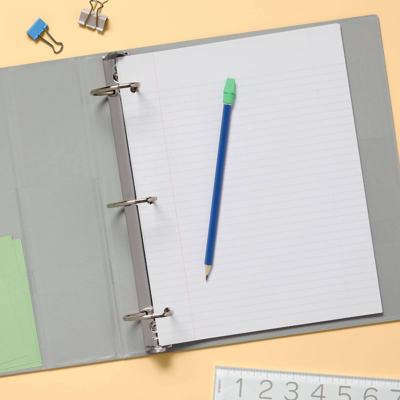 slide 2 of 3, 2" 3 Ring Binder Clear View Gray - up&up™: 500 Sheet Capacity, D Rings, Internal Pockets, Polypropylene, 1 ct