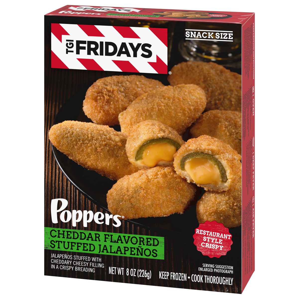 slide 3 of 9, T.G.I. Fridays TGI Fridays Frozen Appetizers Cheddar Cheese Stuffed Jalapeno Poppers, 8 oz. Box, 8 oz