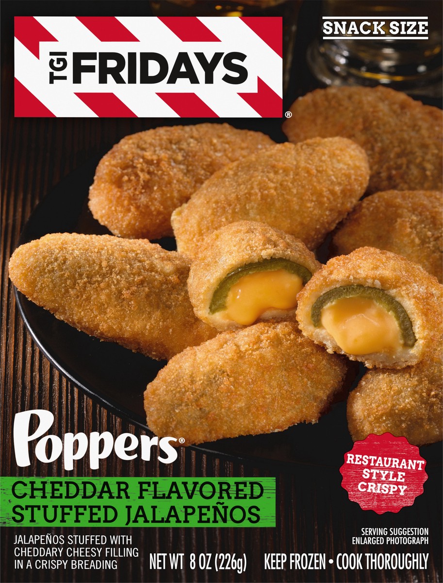 slide 6 of 9, T.G.I. Fridays TGI Fridays Frozen Appetizers Cheddar Cheese Stuffed Jalapeno Poppers, 8 oz. Box, 8 oz