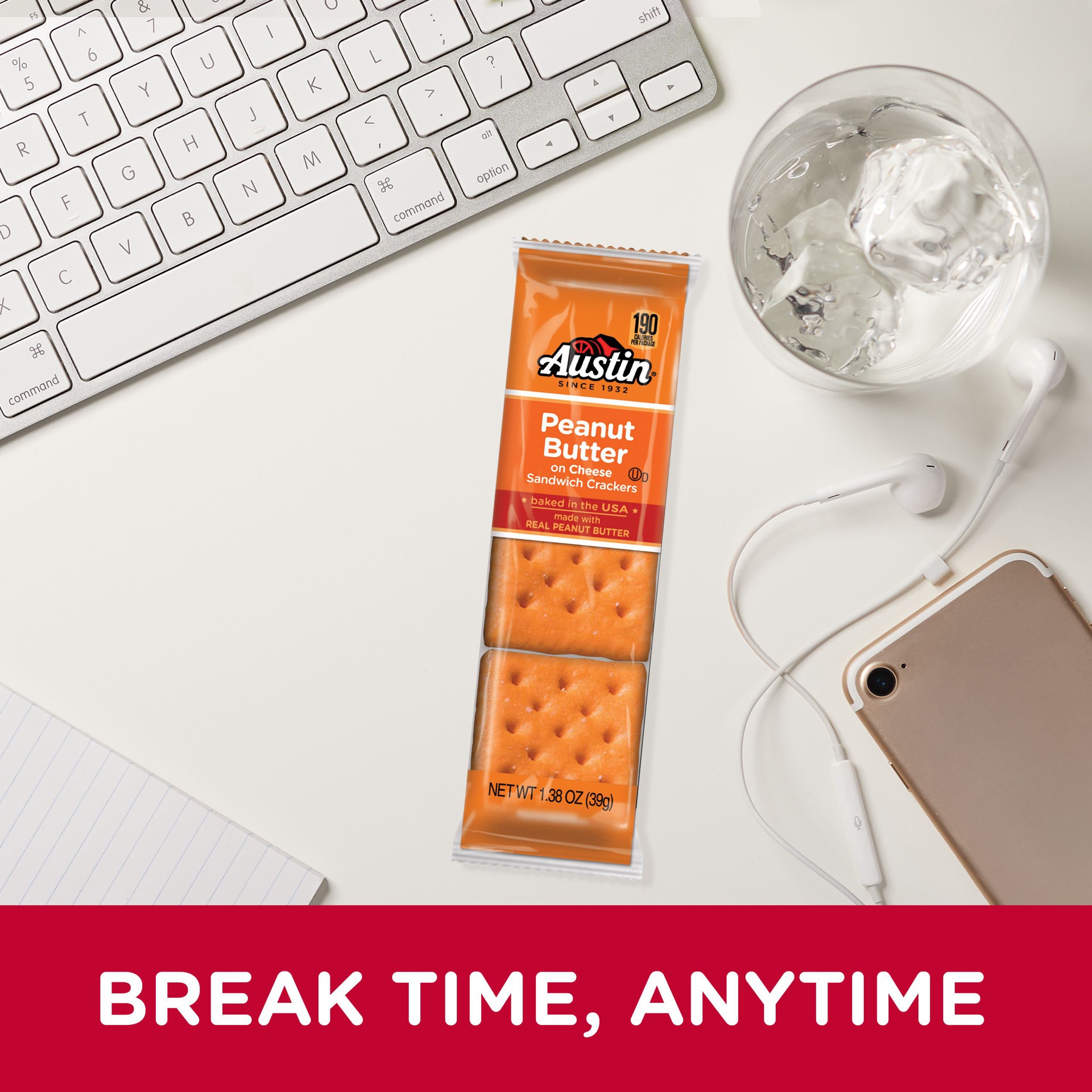 slide 3 of 5, Austin Peanut Butter on Cheese Sandwich Crackers, 20 ct