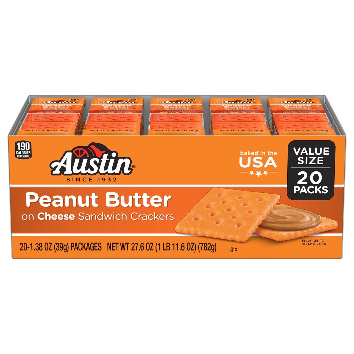 slide 1 of 5, Austin Peanut Butter on Cheese Sandwich Crackers, 20 ct