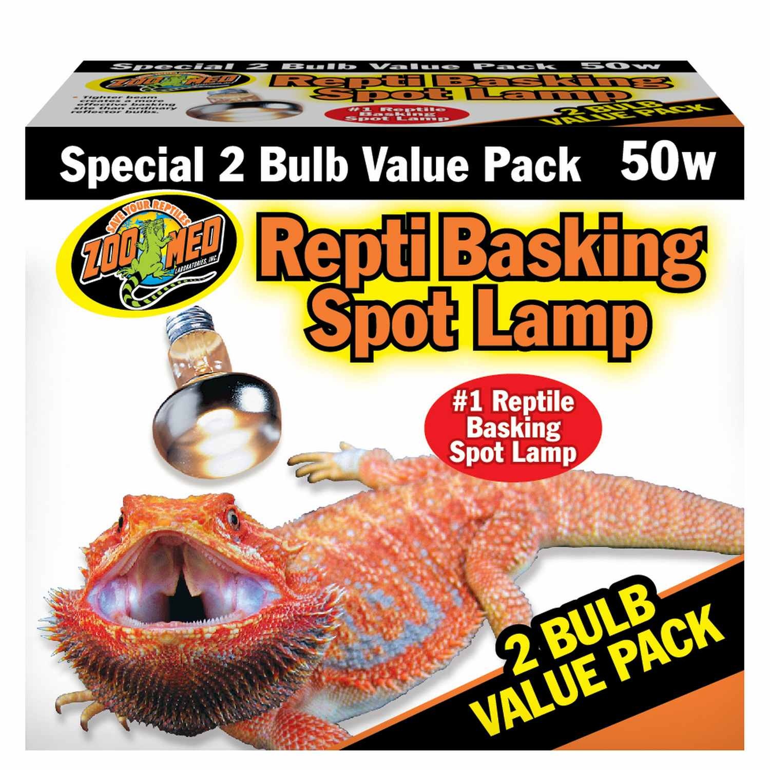 slide 1 of 1, Zoo Med Repti Basking Spot Lamp Value Pack, 50 Watts, 2 ct