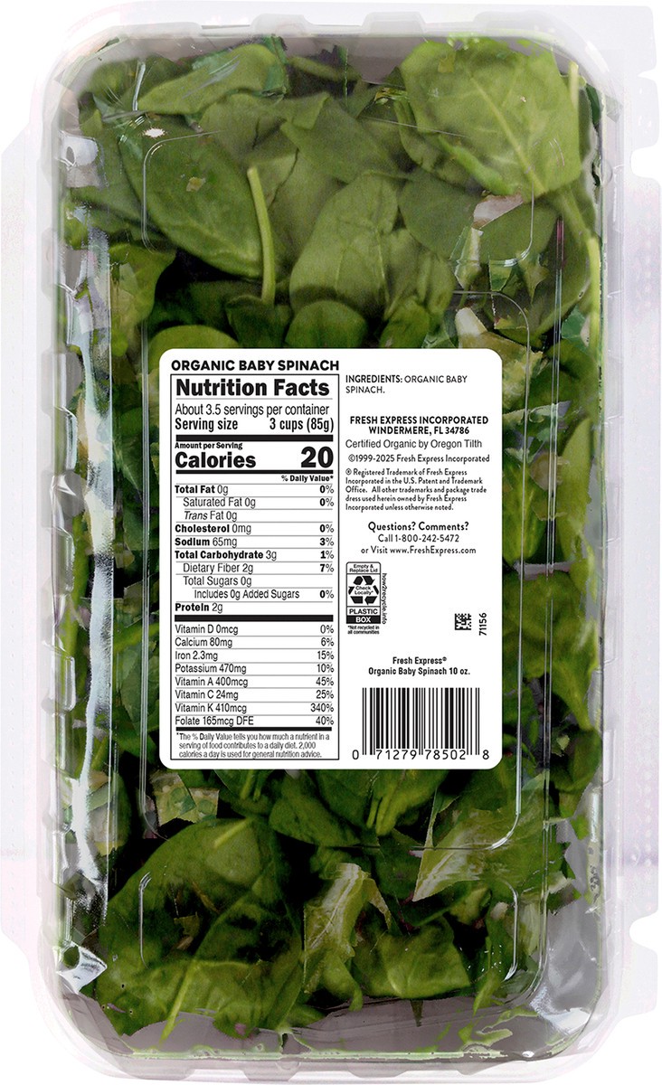 slide 4 of 9, Fresh Express Organic Baby Spinach, 10oz, 10 oz
