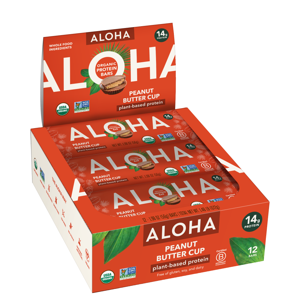 slide 1 of 5, Aloha Peanut Butter Cup Protein Bars, 12 ct