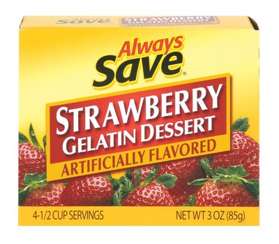 slide 1 of 1, Always Save Strawberry Gelatin Dessert, 3 oz